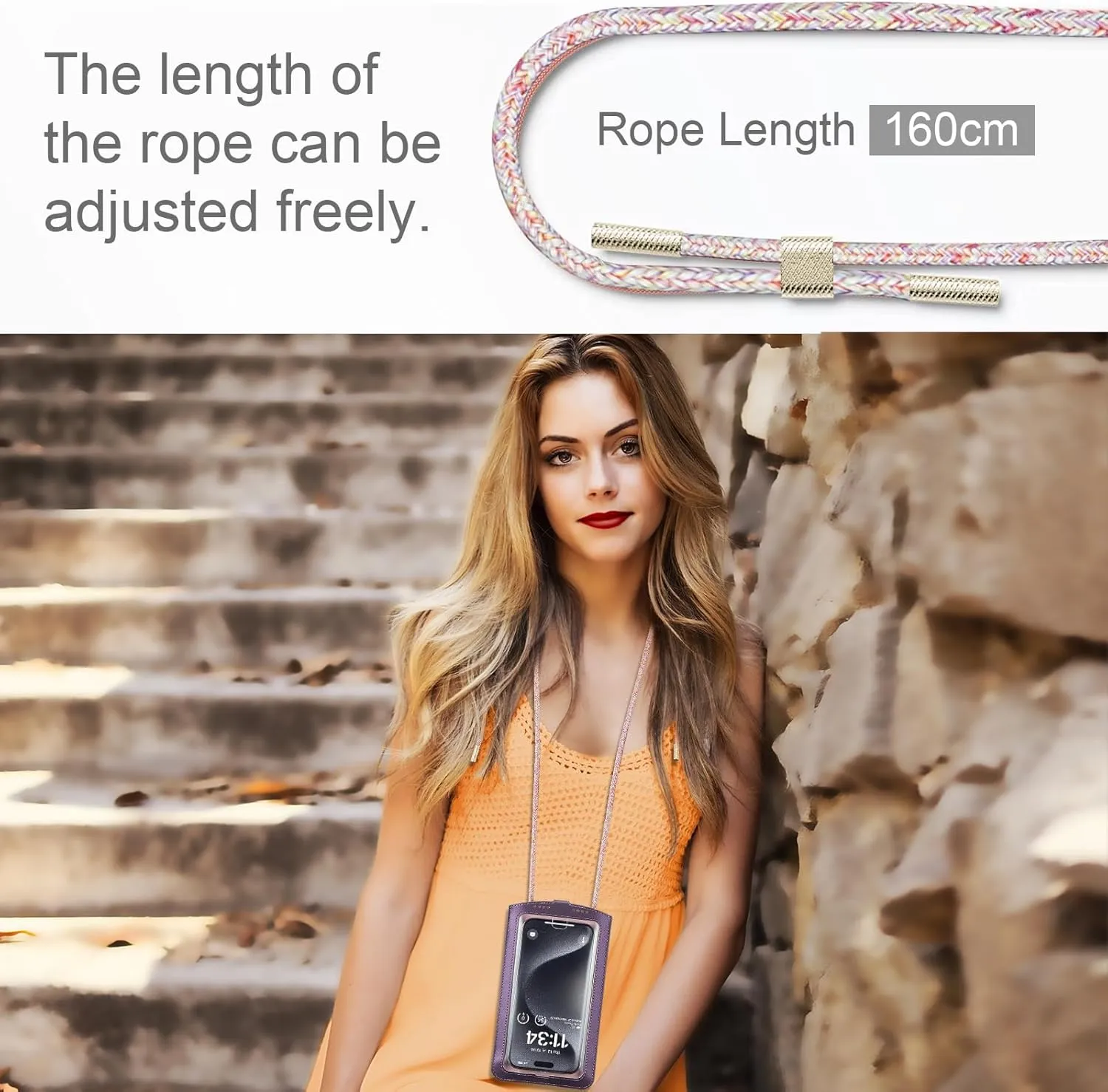 Small Crossbody Bag Cell Phone Purse for Women Men Leather Mini Shoulder Bag Wallet Case with Card Holder Slot Pouch Neck Strap Lanyard for All Smartphones iPhone 15 Samsung up to 7.5" Puple