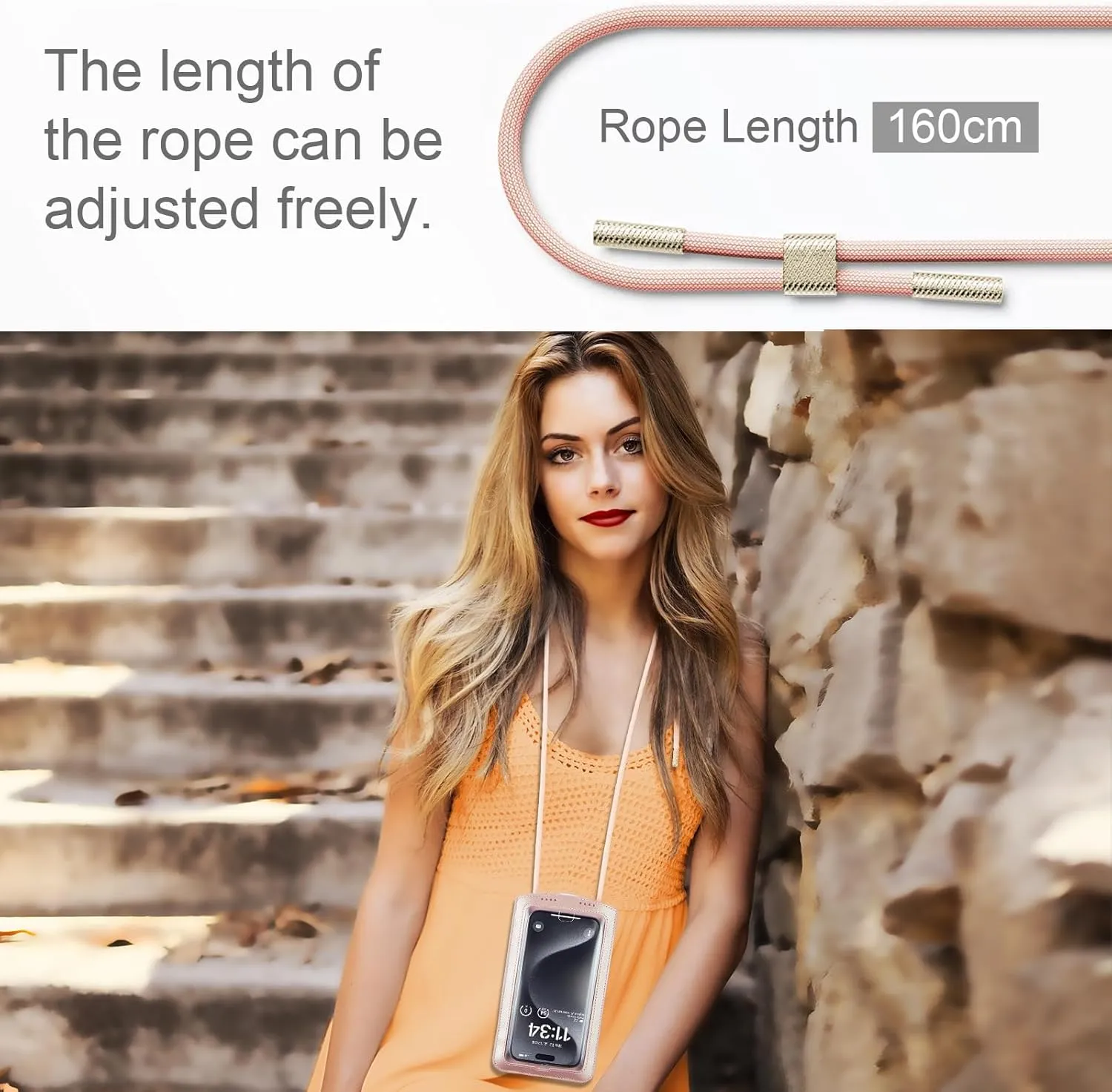 Small Crossbody Bag Cell Phone Purse for Women Men Leather Mini Shoulder Bag Wallet Case with Card Holder Slot Pouch Neck Strap Lanyard for All Smartphones iPhone Samsung up to 7.5" Rose Gold