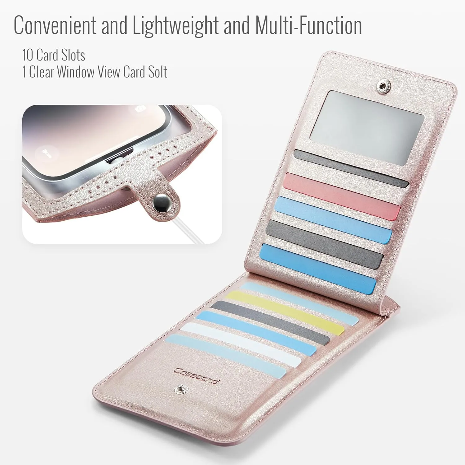 Small Crossbody Bag Cell Phone Purse for Women Men Leather Mini Shoulder Bag Wallet Case with Card Holder Slot Pouch Neck Strap Lanyard for All Smartphones iPhone Samsung up to 7.5" Rose Gold