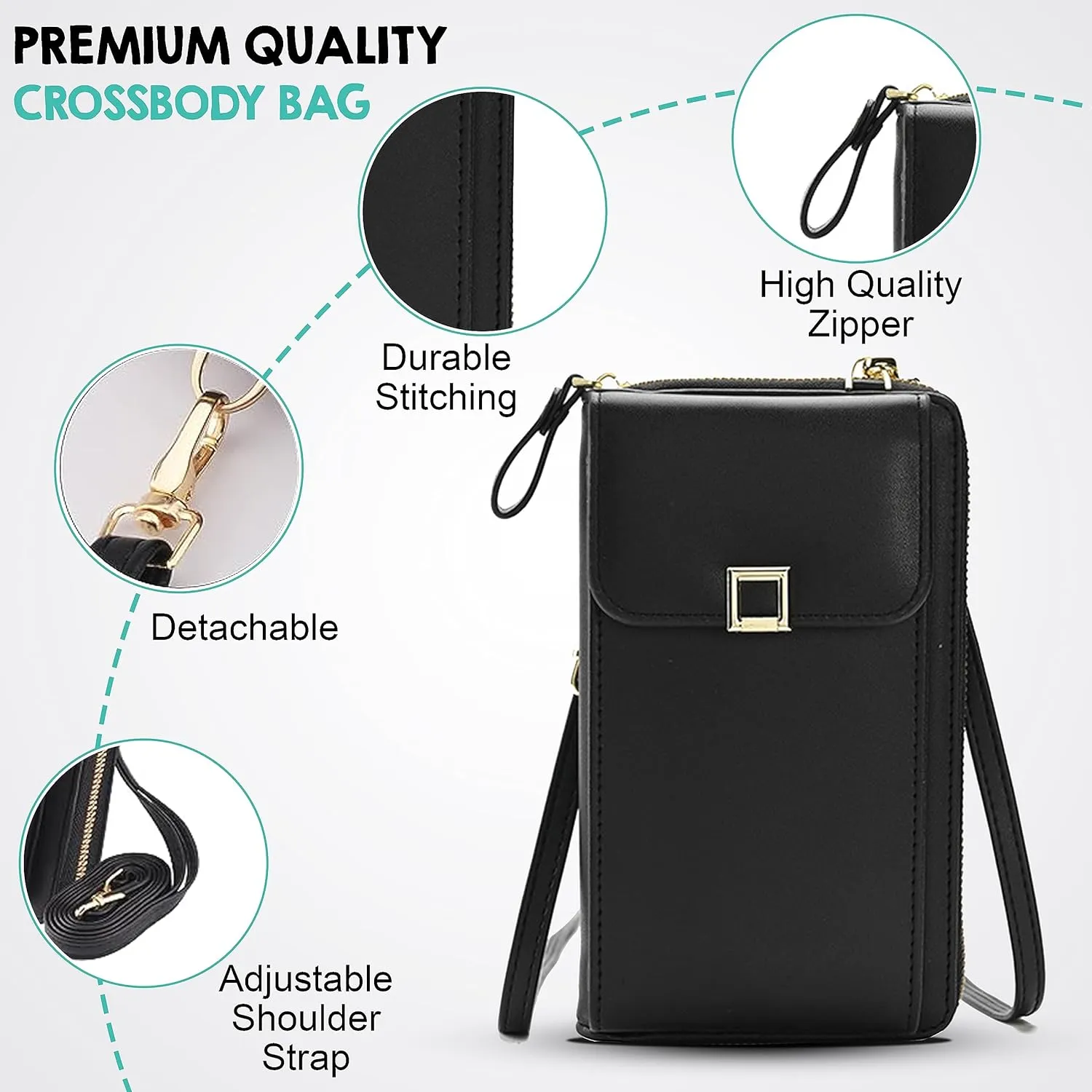 Small Crossbody Bag Cell Phone Purse Mini Messenger Handbag Wallet for Women, Girls, Travel with Adjustable Strap