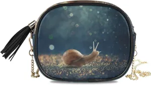 Small Crossbody Bag Crawling Snail Animal Womens Shoulder Chain Bag PU Leather Small Purse With Tassel