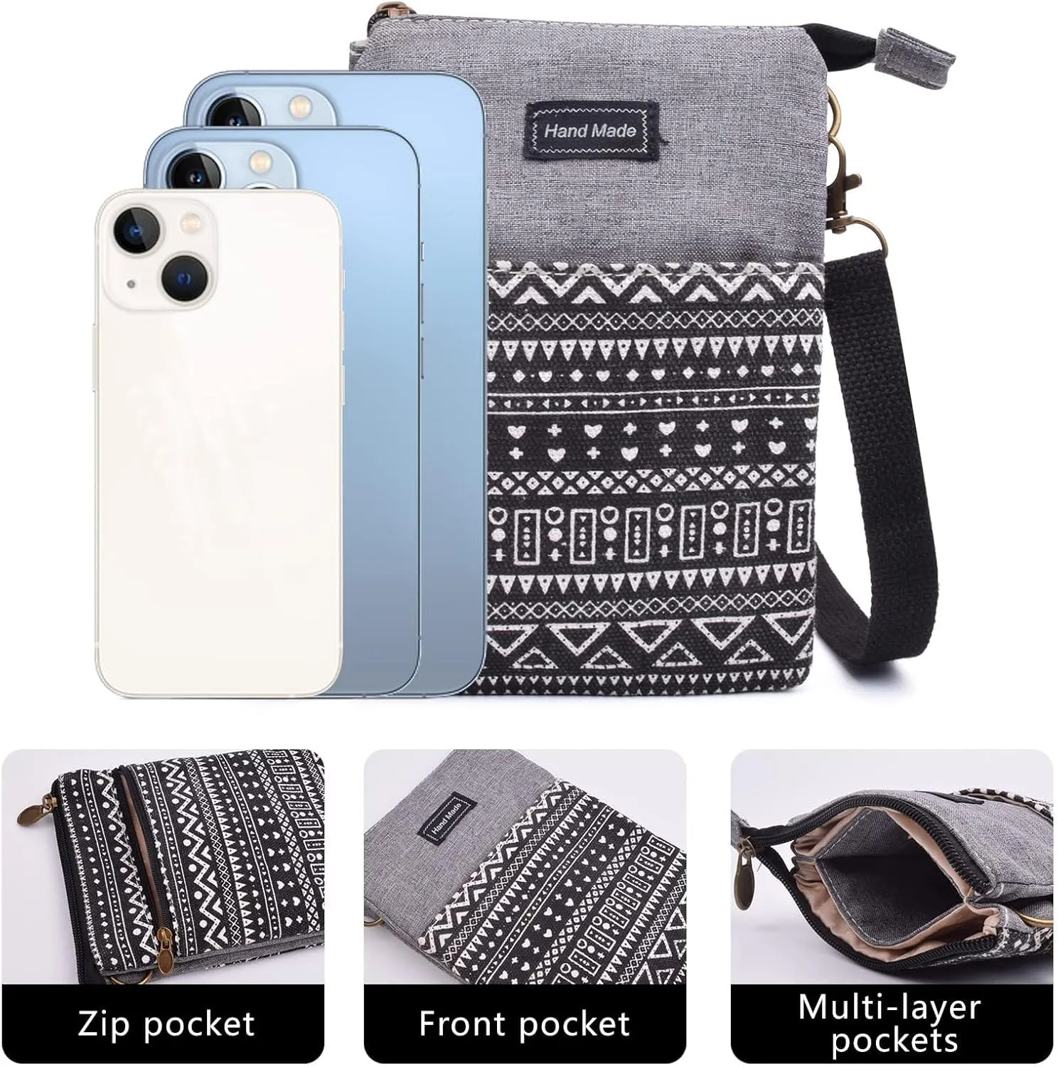 Small Crossbody Bag for Women Mobile Phone Purse National Pattern Shoulder Bag Handbags Coin Pouch for Women