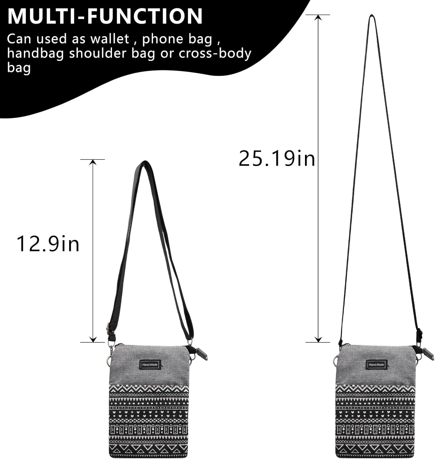 Small Crossbody Bag for Women Mobile Phone Purse National Pattern Shoulder Bag Handbags Coin Pouch for Women