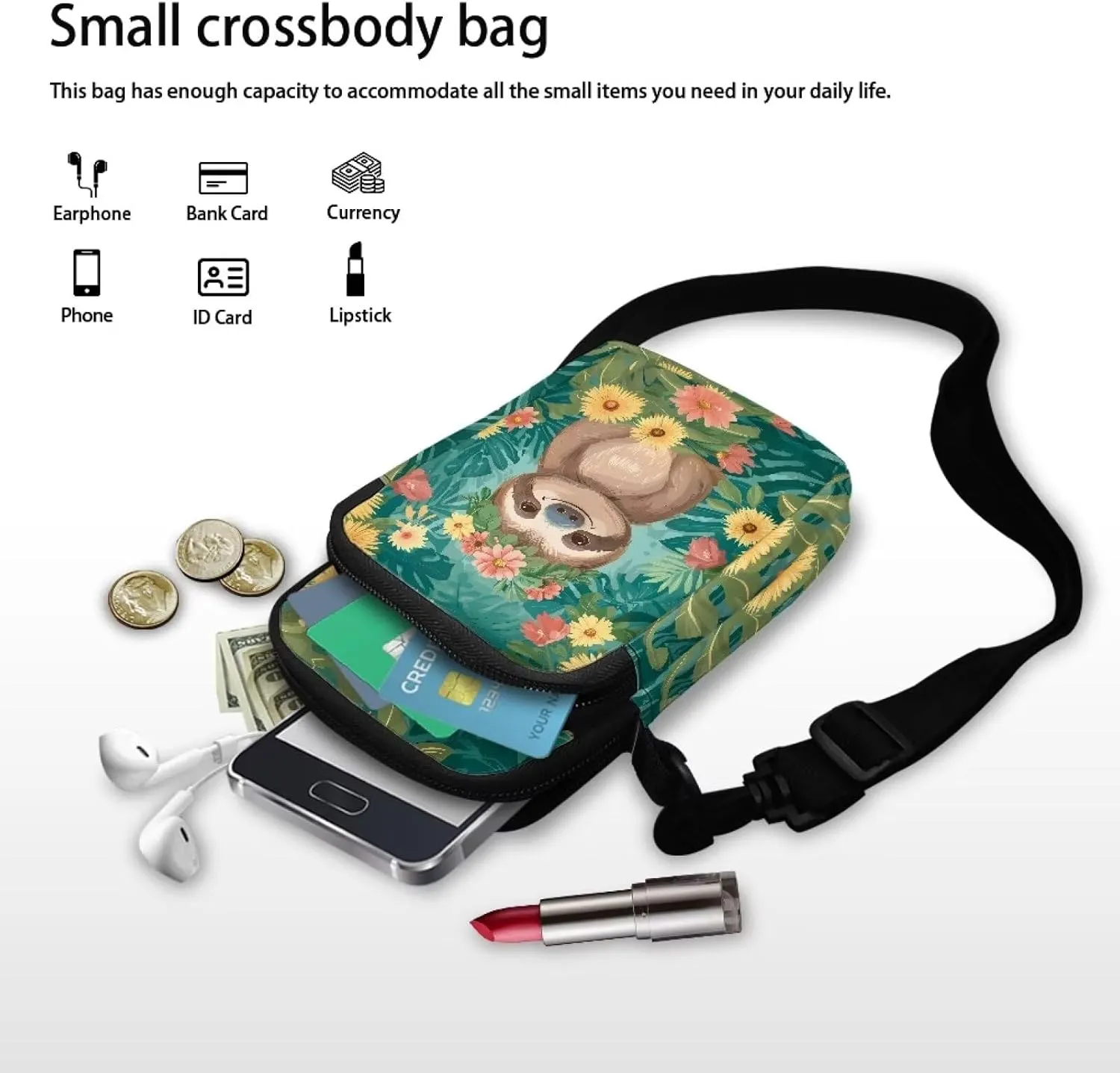 Small Crossbody Bag Purse for Women Mini Cell Phone Purse Wallet Zip Messenger Bags for Outdoor