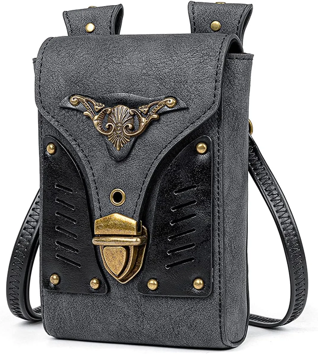 Small Crossbody Bag Shoulder Purse Leather Belt Pouch Travel Phone Holder Punk Medieval Vintage Festival Costume Accessory