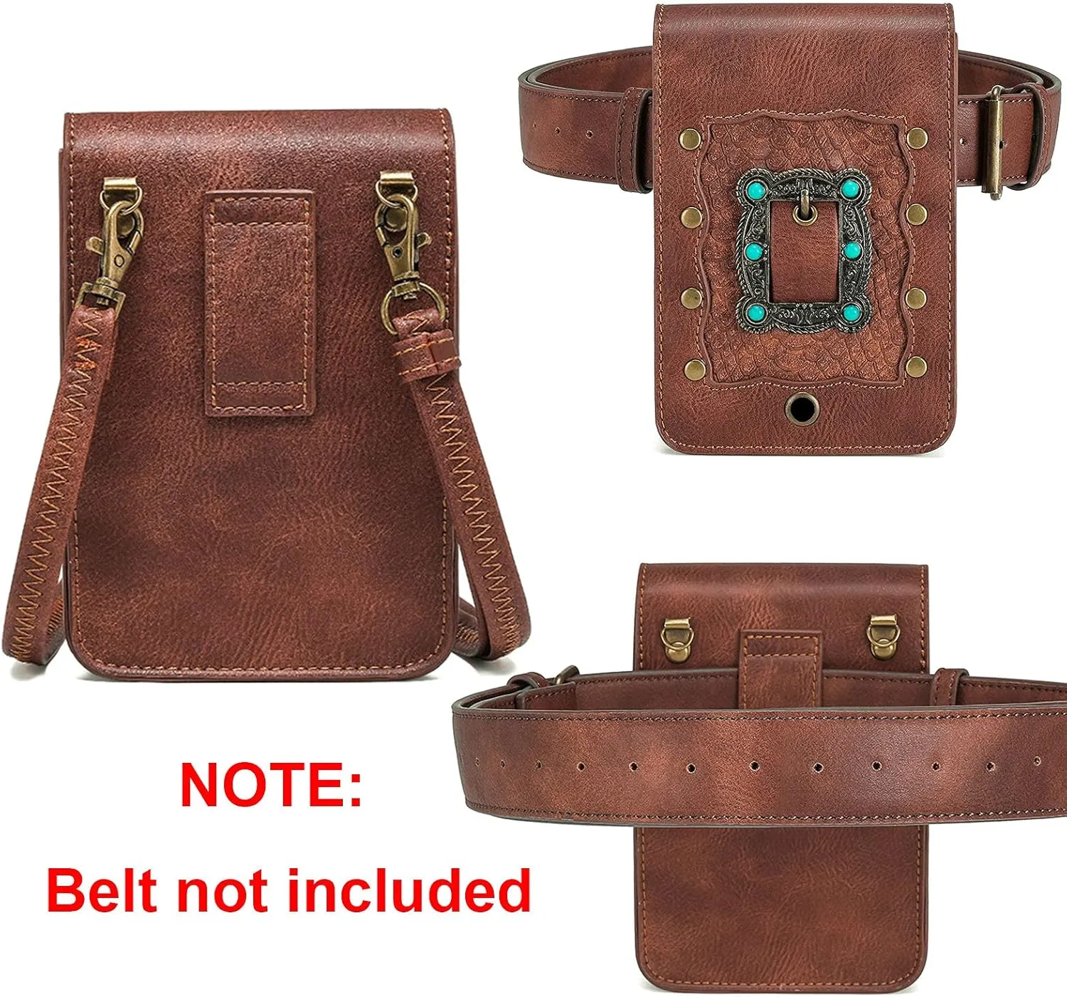 Small Crossbody Bag Shoulder Purse Leather Belt Pouch Travel Phone Holder Punk Medieval Vintage Festival Costume Accessory