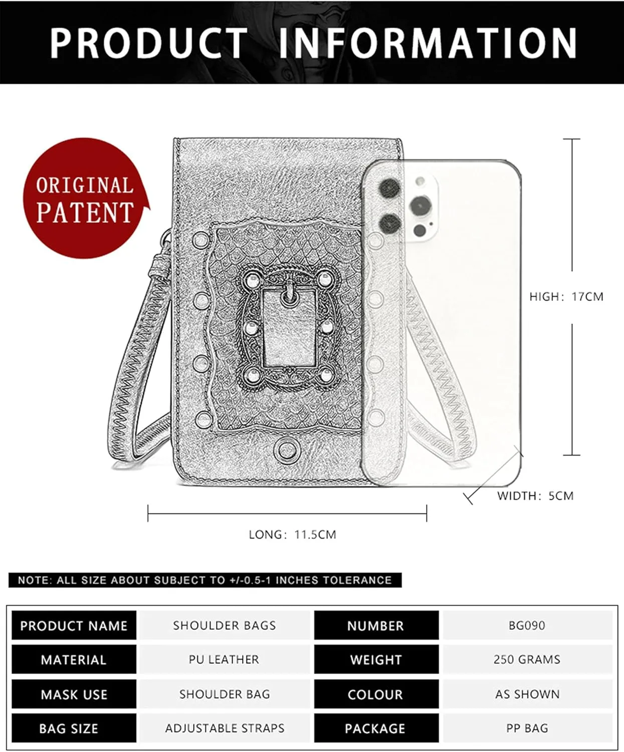 Small Crossbody Bag Shoulder Purse Leather Belt Pouch Travel Phone Holder Punk Medieval Vintage Festival Costume Accessory
