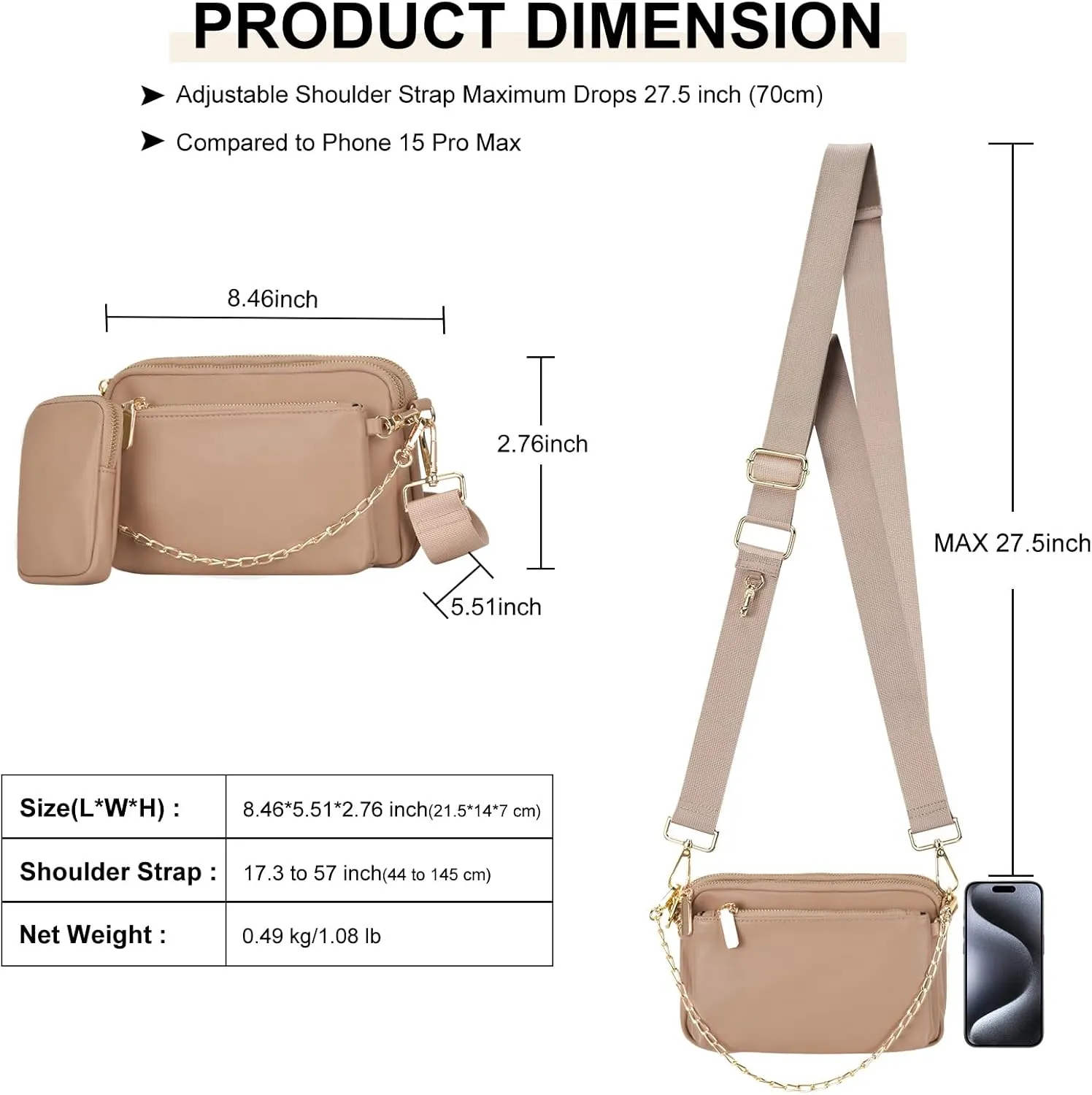 Small Crossbody Bags for Women 3 in 1 Trendy Shoulder Fashion Designer Mini Cute Sling Chest Bag