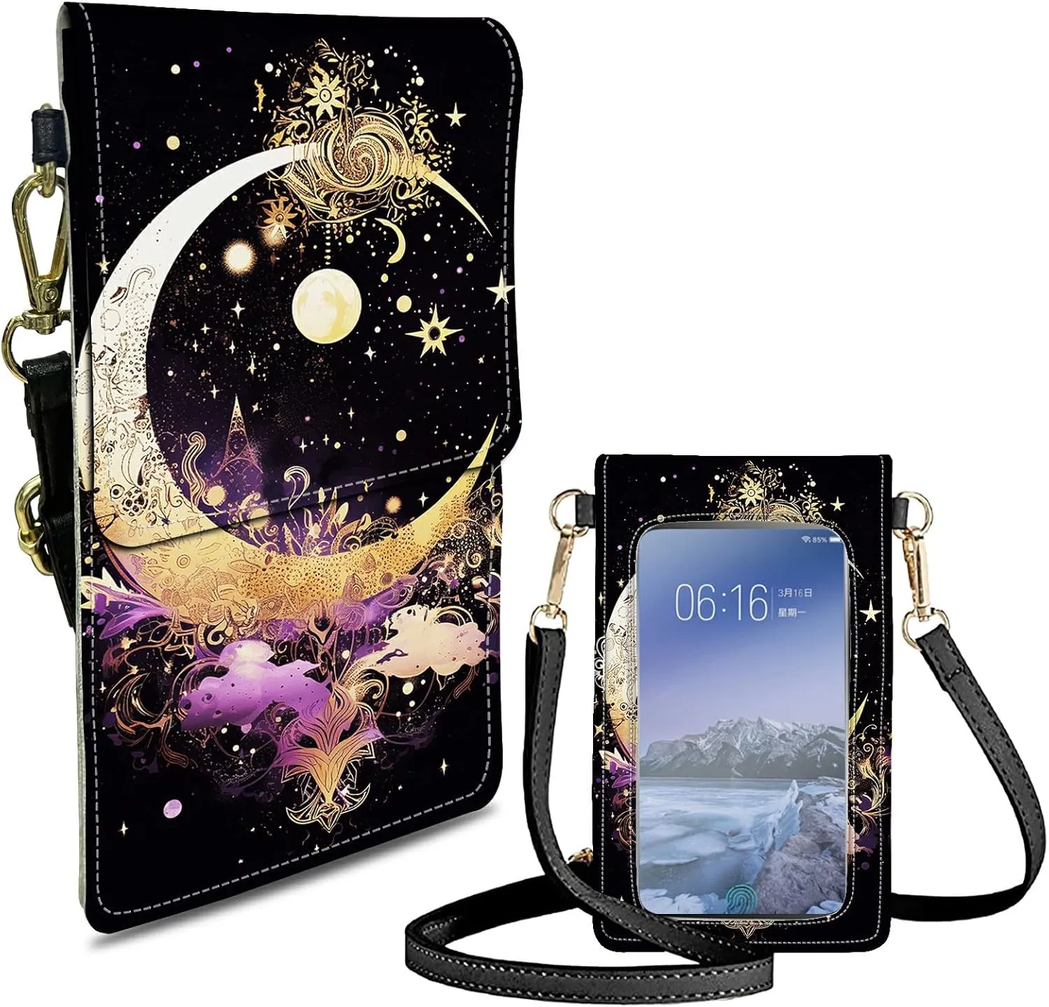 Small Crossbody Bags for Women Phone Purse Wallet Case with Card Holder Slot and Shoulder Strap PU Leather Credit Card Organizer Case for All Smartphones