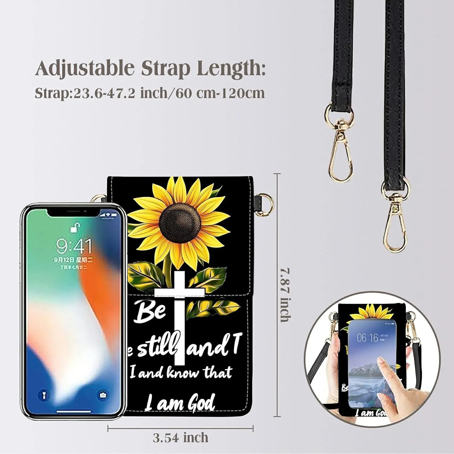 Small Crossbody Bags for Women Phone Purse Wallet Case with Card Holder Slot and Shoulder Strap PU Leather Credit Card Organizer Case for All Smartphones
