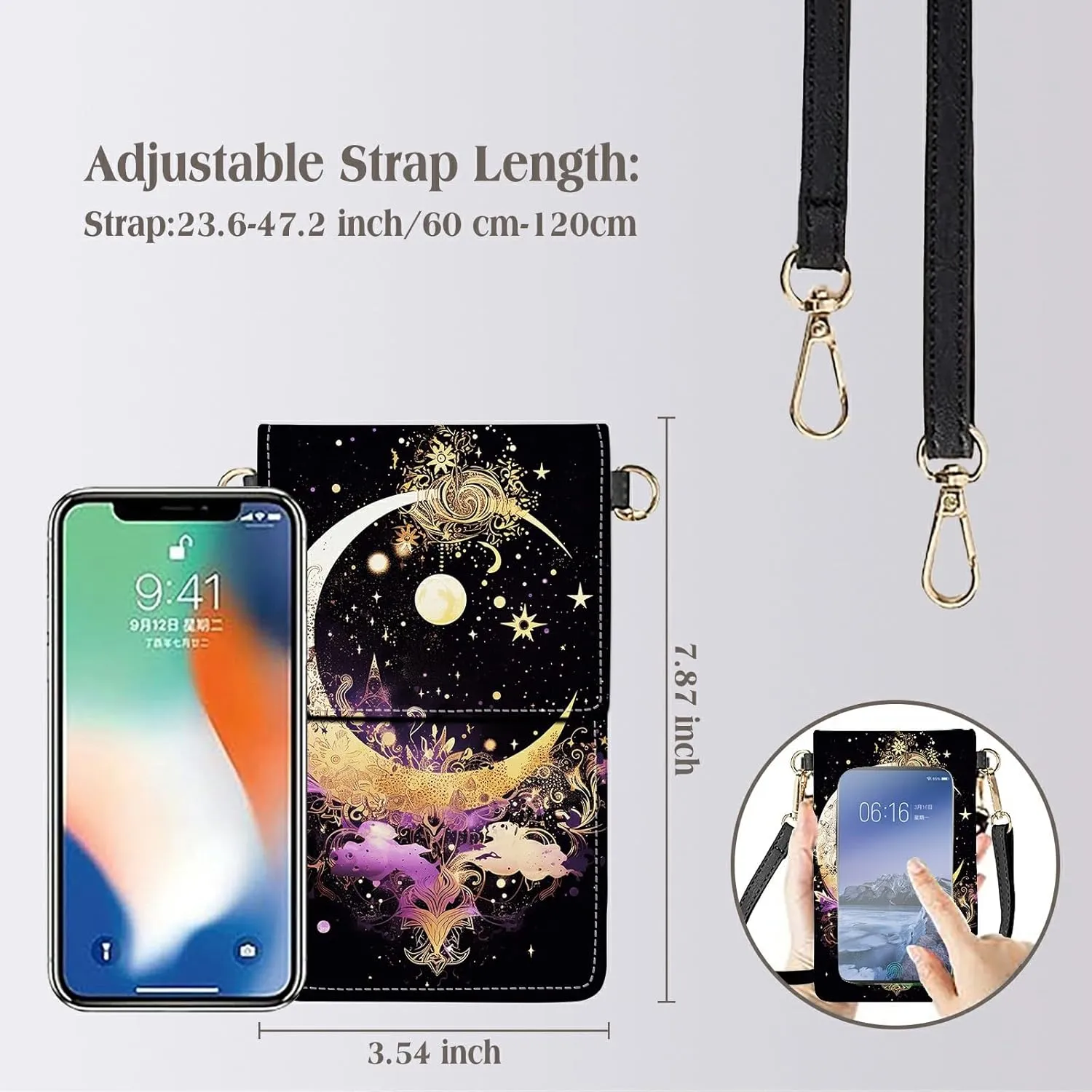 Small Crossbody Bags for Women Phone Purse Wallet Case with Card Holder Slot and Shoulder Strap PU Leather Credit Card Organizer Case for All Smartphones