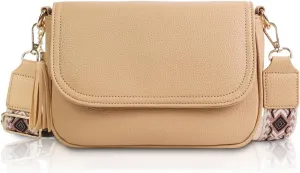 Small Crossbody Bags for Women Trendy Flap Saddle Purses with Tassel Vegan Leather Shoulder Bag