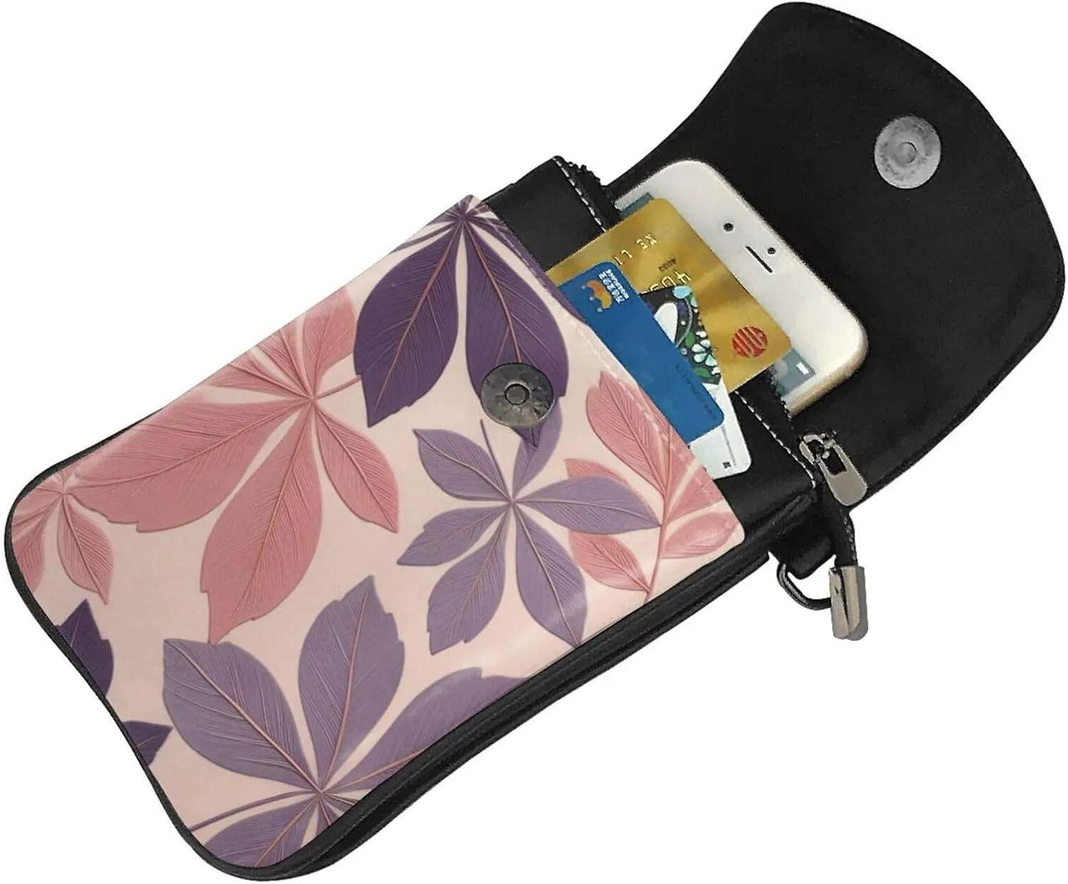 Small Crossbody Bags for Women,Leather Shoulder Bag for Cell Phone Purse with Strap and Cherry Japanese Cherry Blossom Print