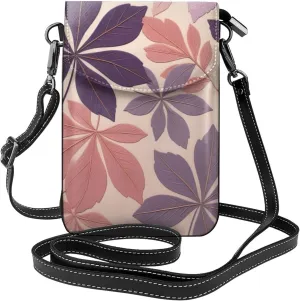 Small Crossbody Bags for Women,Leather Shoulder Bag for Cell Phone Purse with Strap and Cherry Japanese Cherry Blossom Print