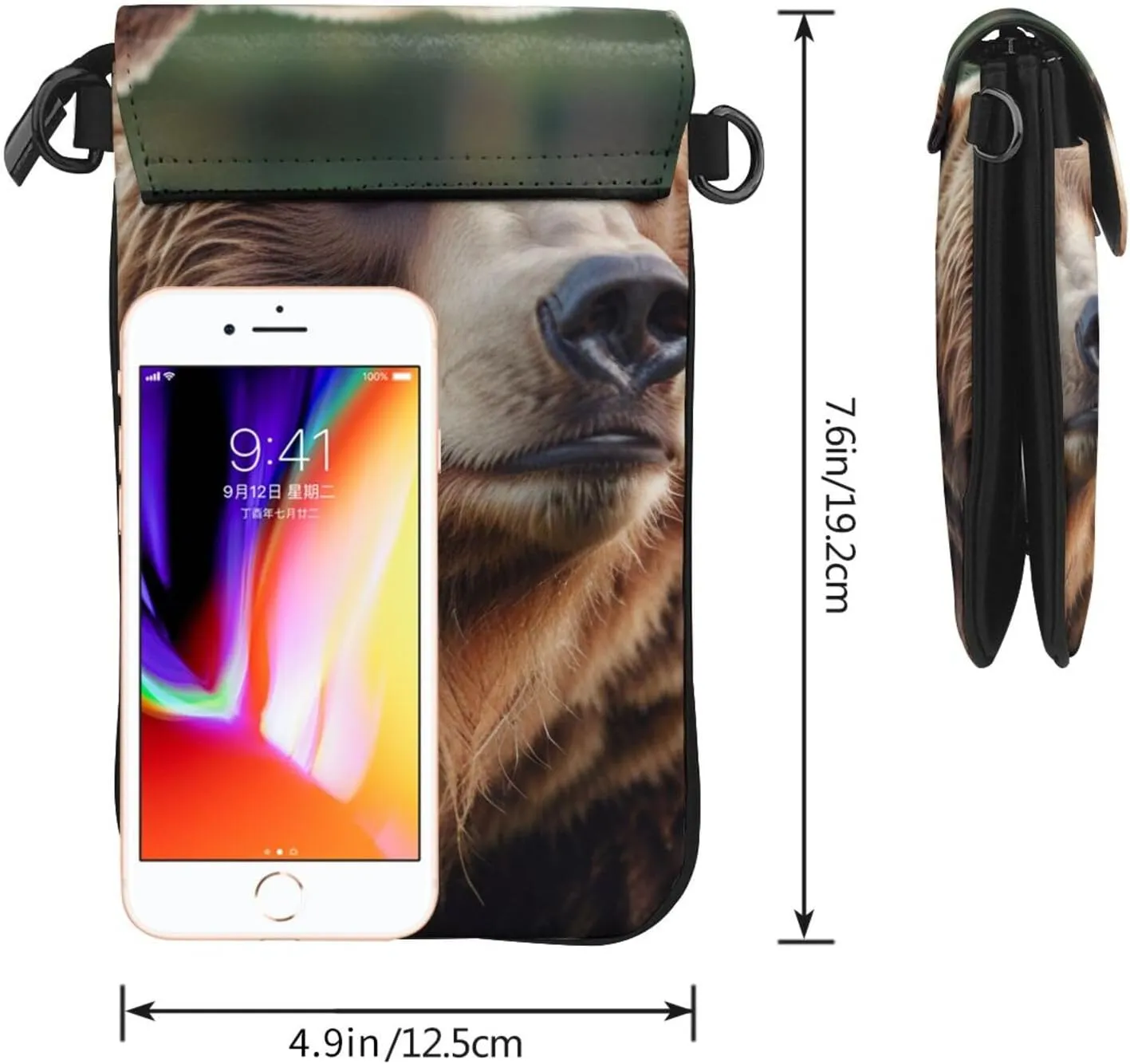 Small Crossbody Bags for Women,Leather Shoulder Bag for Cell Phone Purse with Strap and Cute Fox Bear Bird Tree Printed
