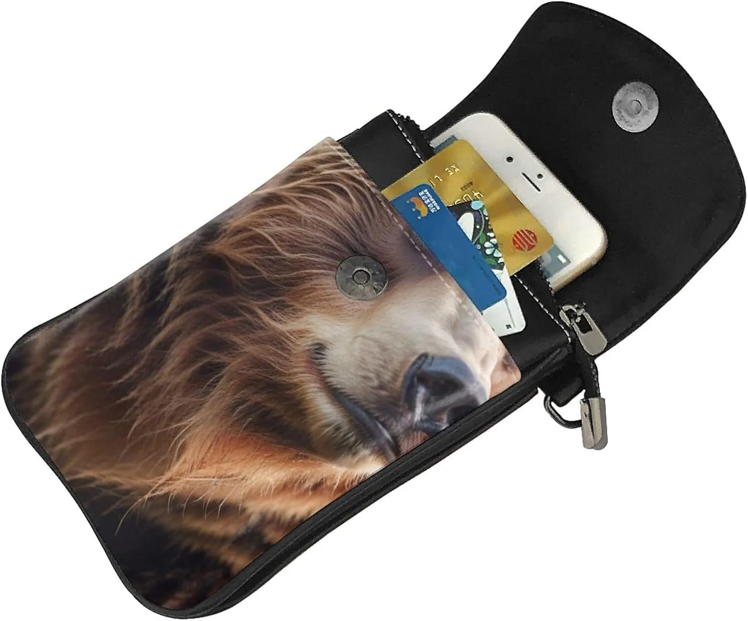 Small Crossbody Bags for Women,Leather Shoulder Bag for Cell Phone Purse with Strap and Cute Fox Bear Bird Tree Printed