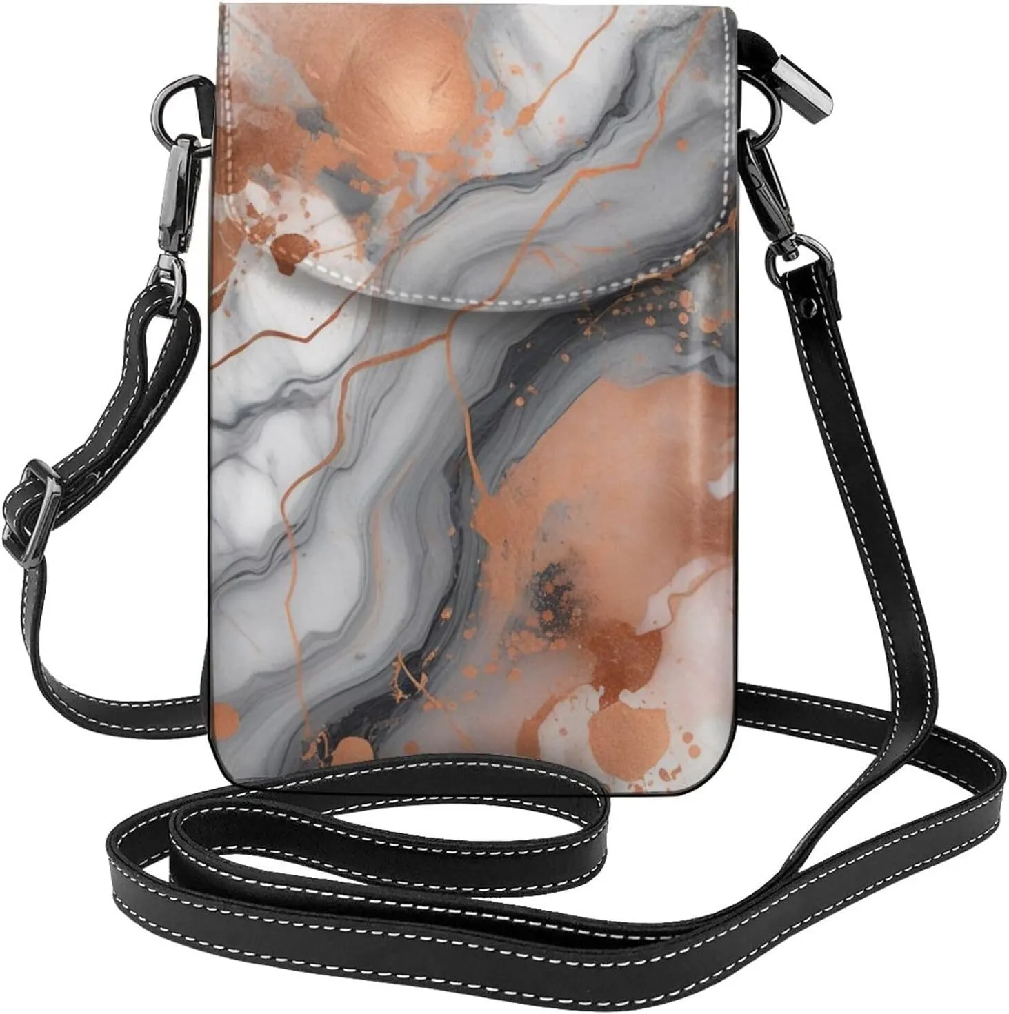 Small Crossbody Bags for Women,Leather Shoulder Bag for Cell Phone Purse with Strap and Flamingo Succulent Plants Printed