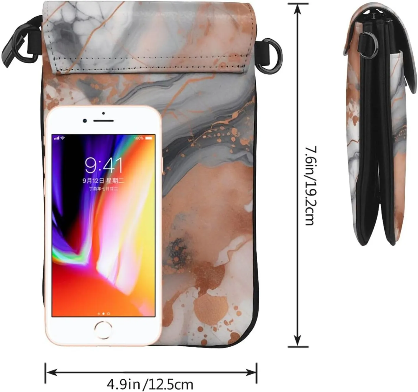 Small Crossbody Bags for Women,Leather Shoulder Bag for Cell Phone Purse with Strap and Flamingo Succulent Plants Printed