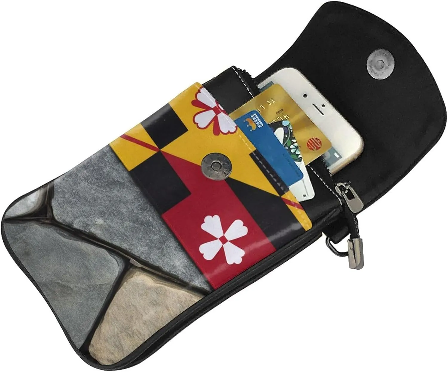 Small Crossbody Bags for Women,Leather Shoulder Bag for Cell Phone Purse with Strap and Native American Patterns Printed