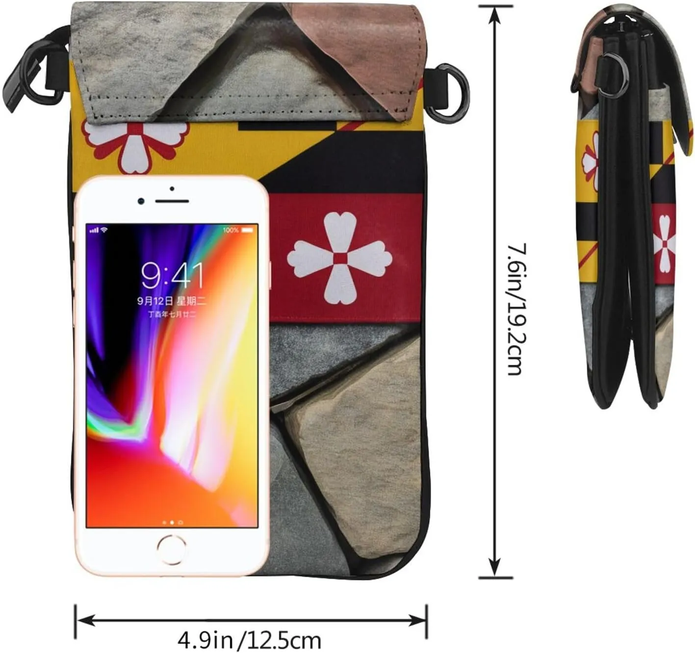 Small Crossbody Bags for Women,Leather Shoulder Bag for Cell Phone Purse with Strap and Native American Patterns Printed