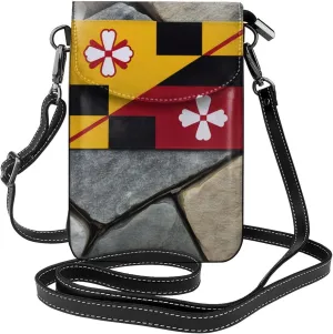 Small Crossbody Bags for Women,Leather Shoulder Bag for Cell Phone Purse with Strap and Native American Patterns Printed