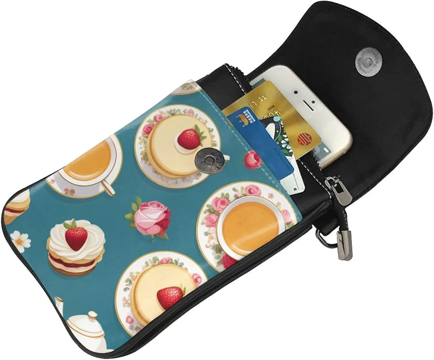 Small Crossbody Bags for Women,Leather Shoulder Bag for Cell Phone Purse with Strap and Native-American Printed
