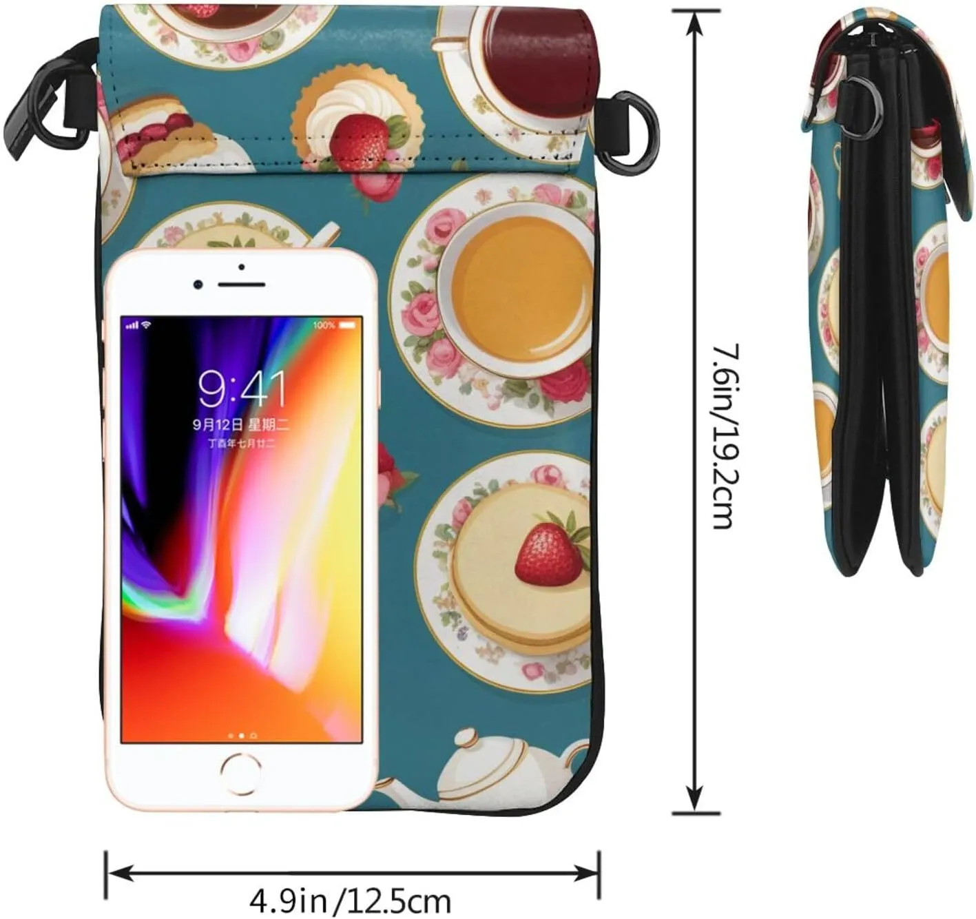 Small Crossbody Bags for Women,Leather Shoulder Bag for Cell Phone Purse with Strap and Native-American Printed