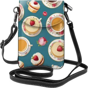 Small Crossbody Bags for Women,Leather Shoulder Bag for Cell Phone Purse with Strap and Native-American Printed
