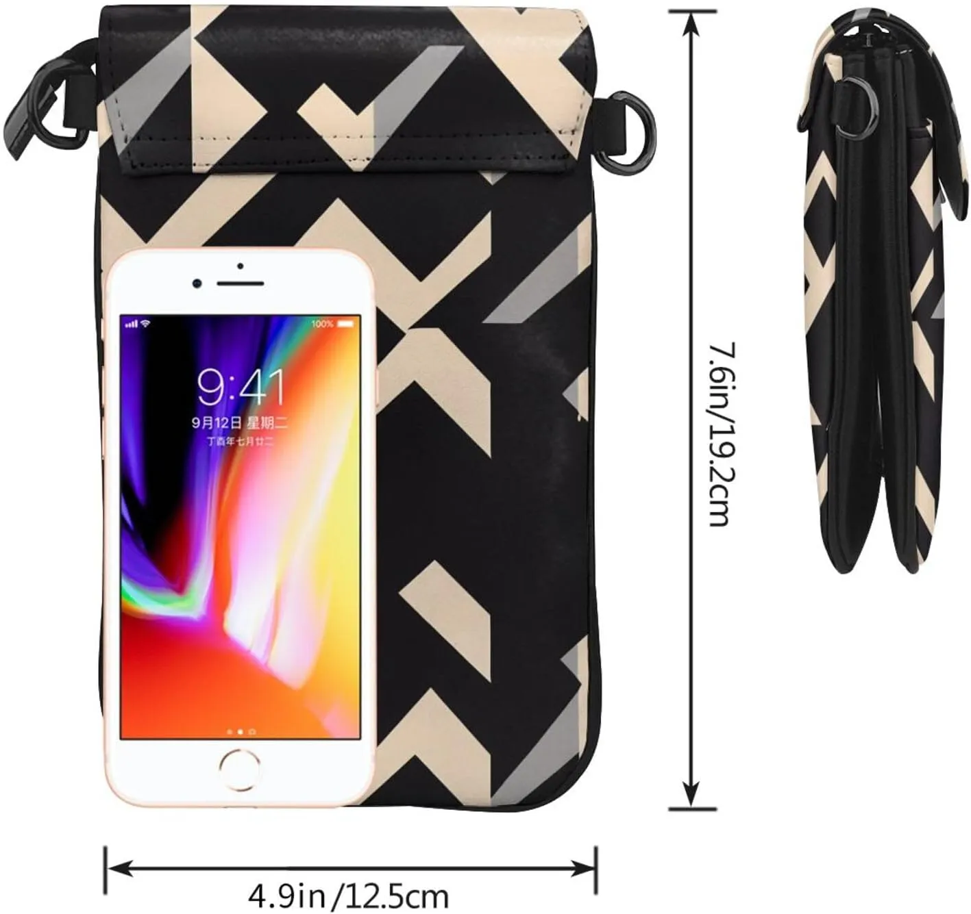 Small Crossbody Bags for Women,Leather Shoulder Bag for Cell Phone Purse with Strap and Native-American Printed