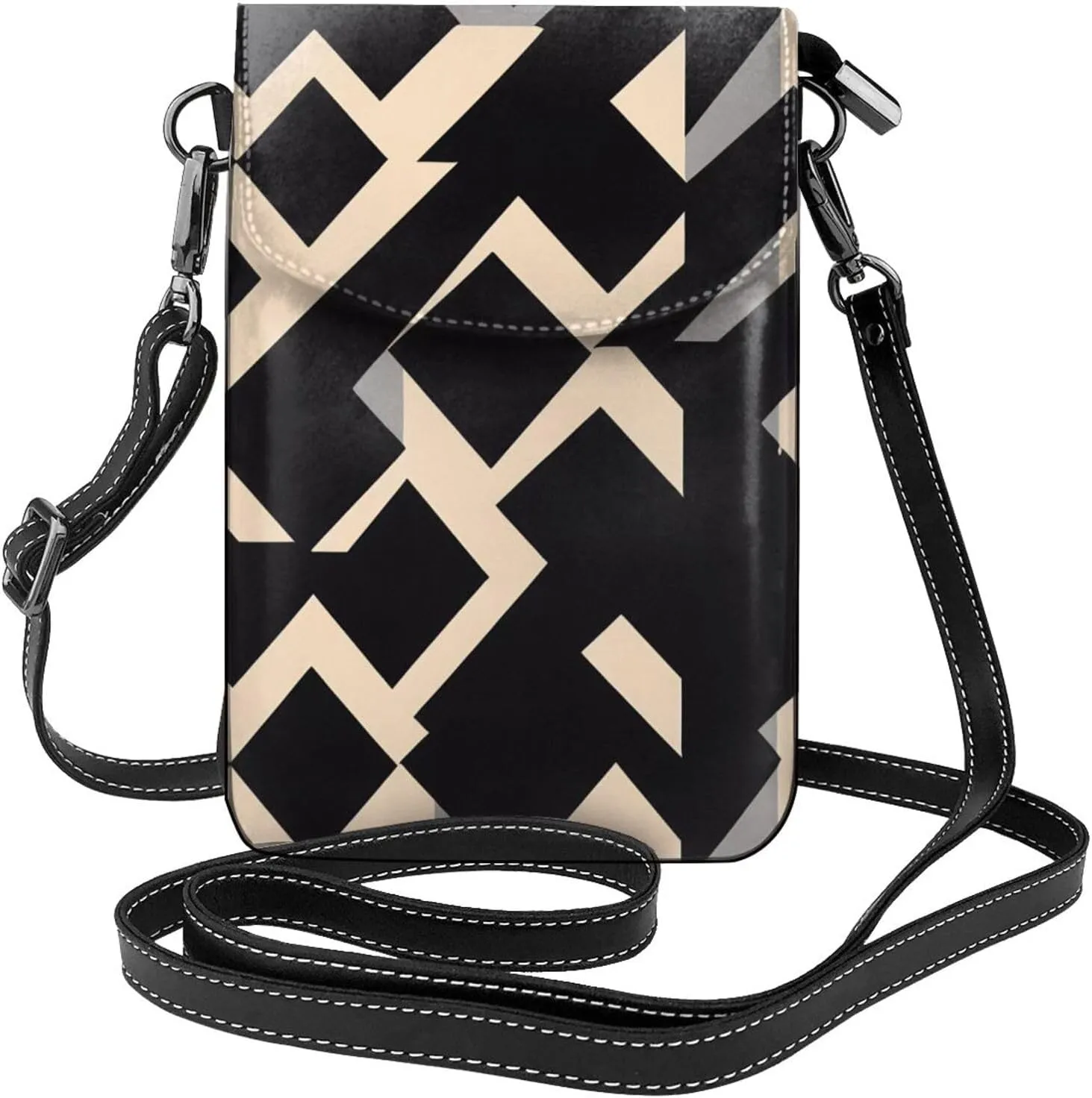 Small Crossbody Bags for Women,Leather Shoulder Bag for Cell Phone Purse with Strap and Native-American Printed