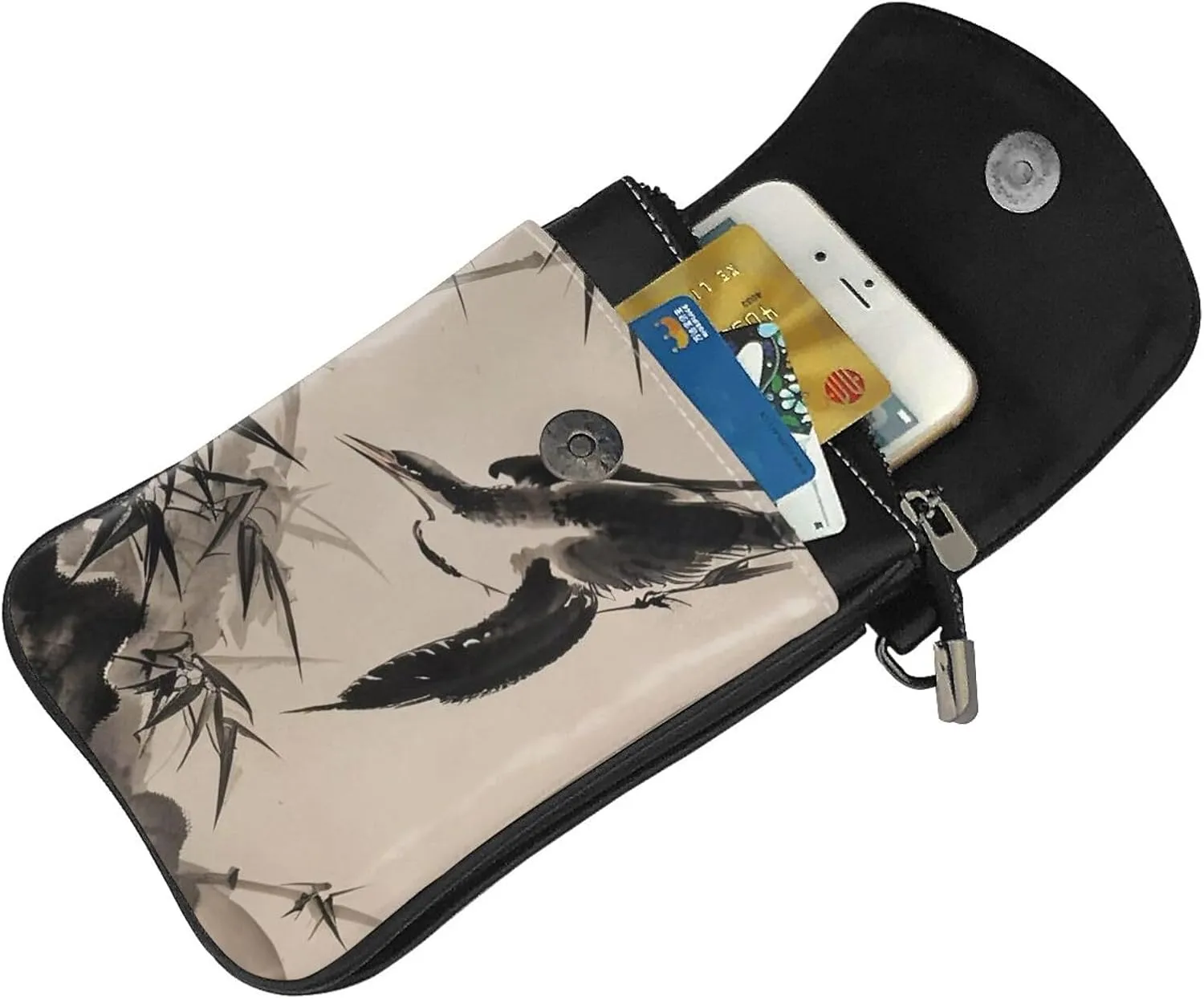 Small Crossbody Bags for Women,Leather Shoulder Bag for Cell Phone Purse with Strap and Night Sky with Trees Printed