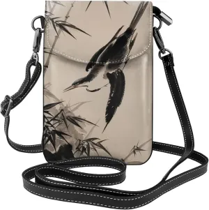 Small Crossbody Bags for Women,Leather Shoulder Bag for Cell Phone Purse with Strap and Night Sky with Trees Printed