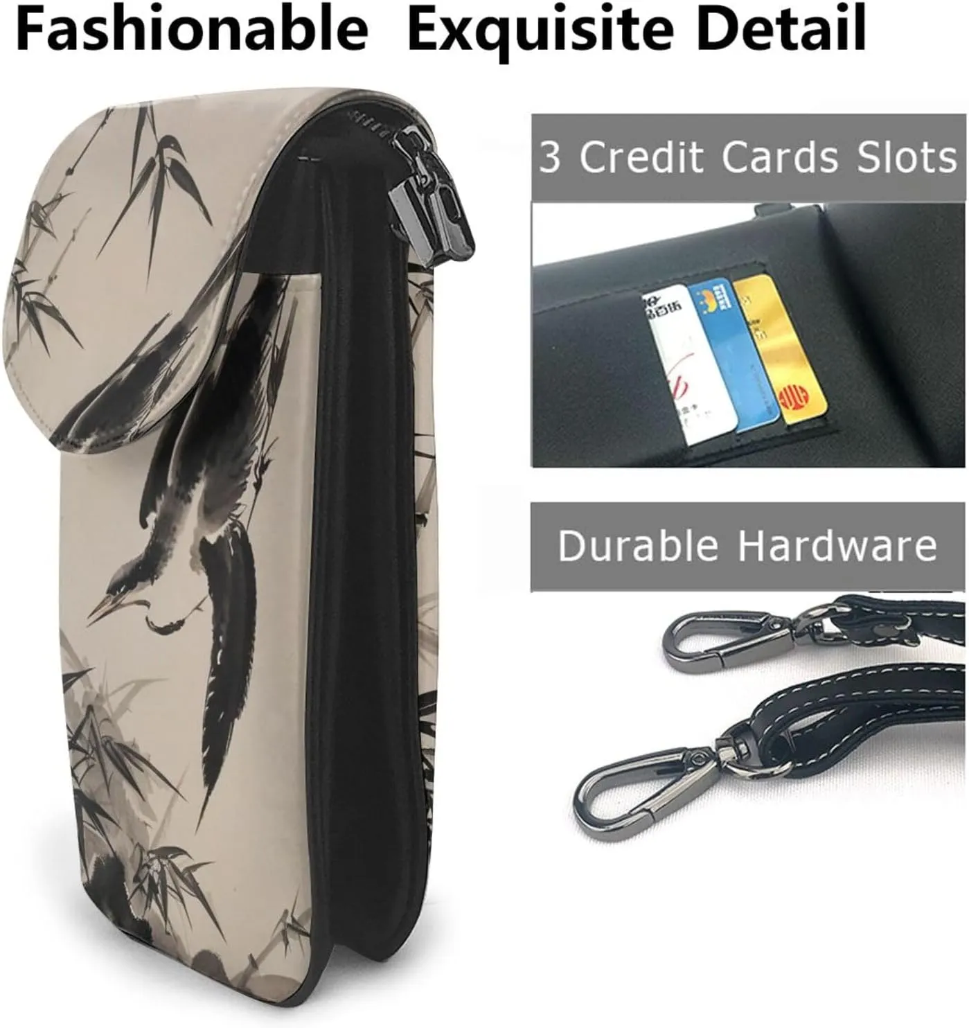 Small Crossbody Bags for Women,Leather Shoulder Bag for Cell Phone Purse with Strap and Night Sky with Trees Printed