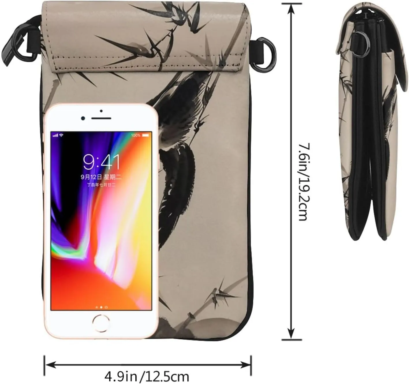 Small Crossbody Bags for Women,Leather Shoulder Bag for Cell Phone Purse with Strap and Night Sky with Trees Printed