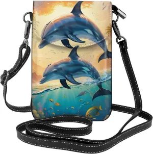 Small Crossbody Bags for Women,Leather Shoulder Bag for Cell Phone Purse with Strap and purple and black butterfly Printed