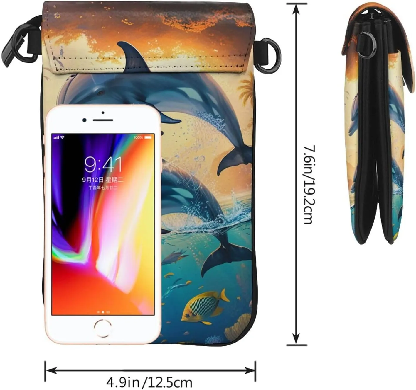 Small Crossbody Bags for Women,Leather Shoulder Bag for Cell Phone Purse with Strap and purple and black butterfly Printed