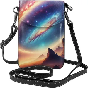 Small Crossbody Bags for Women,Leather Shoulder Bag for Cell Phone Purse with Strap and Rainbow Hearts Printed