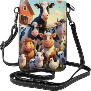 Small Crossbody Bags for Women,Leather Shoulder Bag for Cell Phone Purse with Strap and Rainbow Hearts Printed