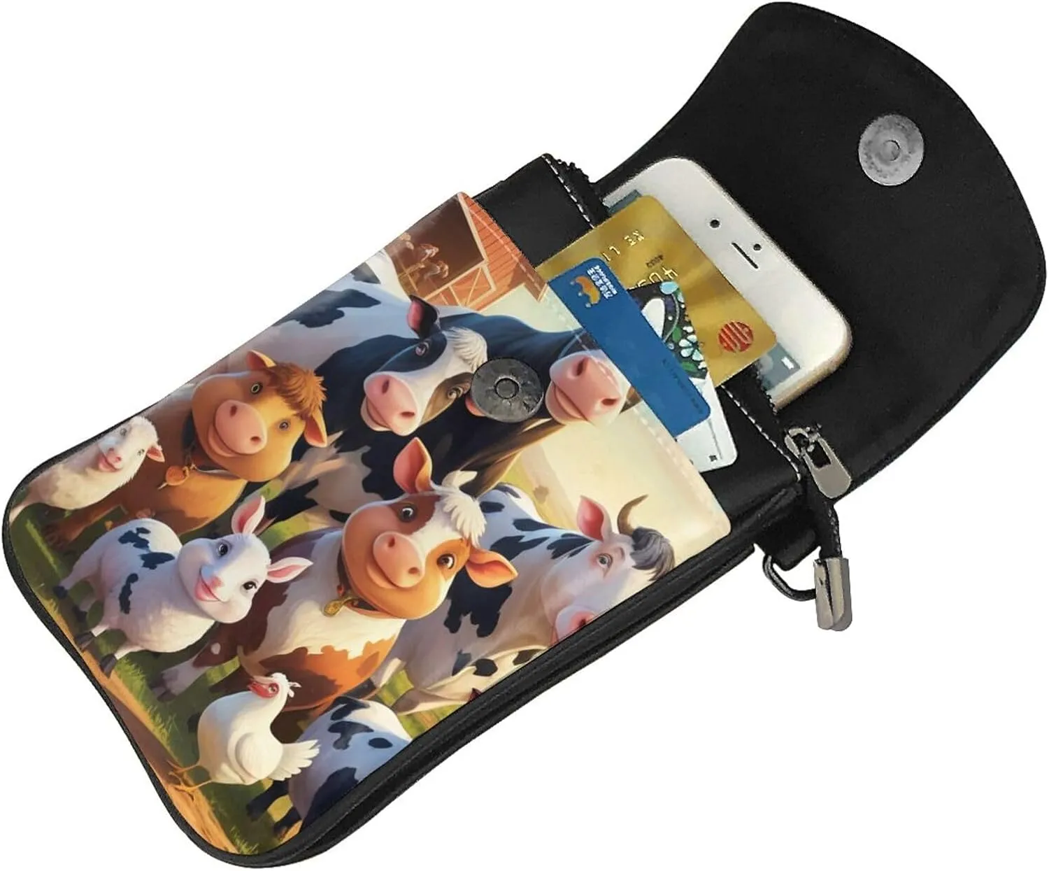 Small Crossbody Bags for Women,Leather Shoulder Bag for Cell Phone Purse with Strap and Rainbow Hearts Printed