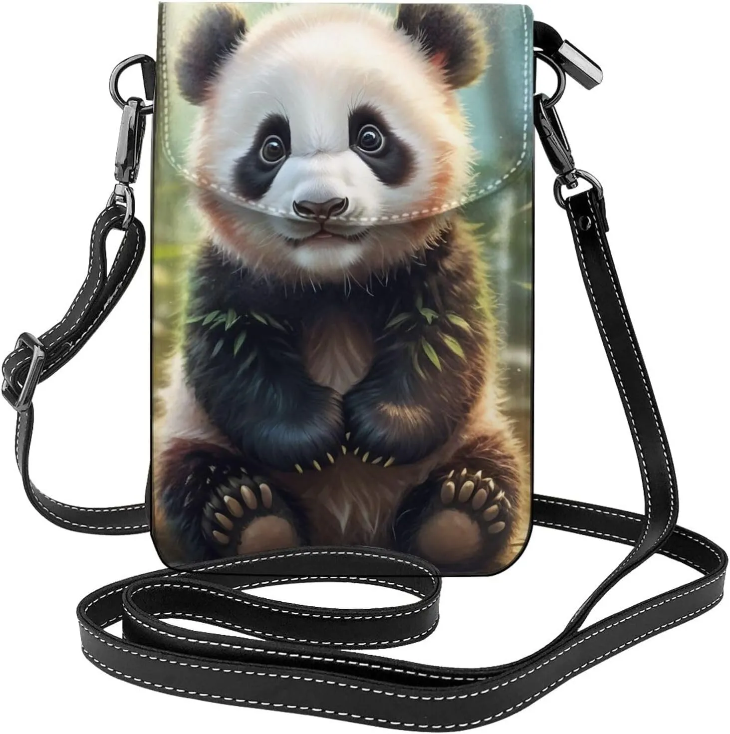 Small Crossbody Bags for Women,Leather Shoulder Bag for Cell Phone Purse with Strap and Red Hibiscus Printed