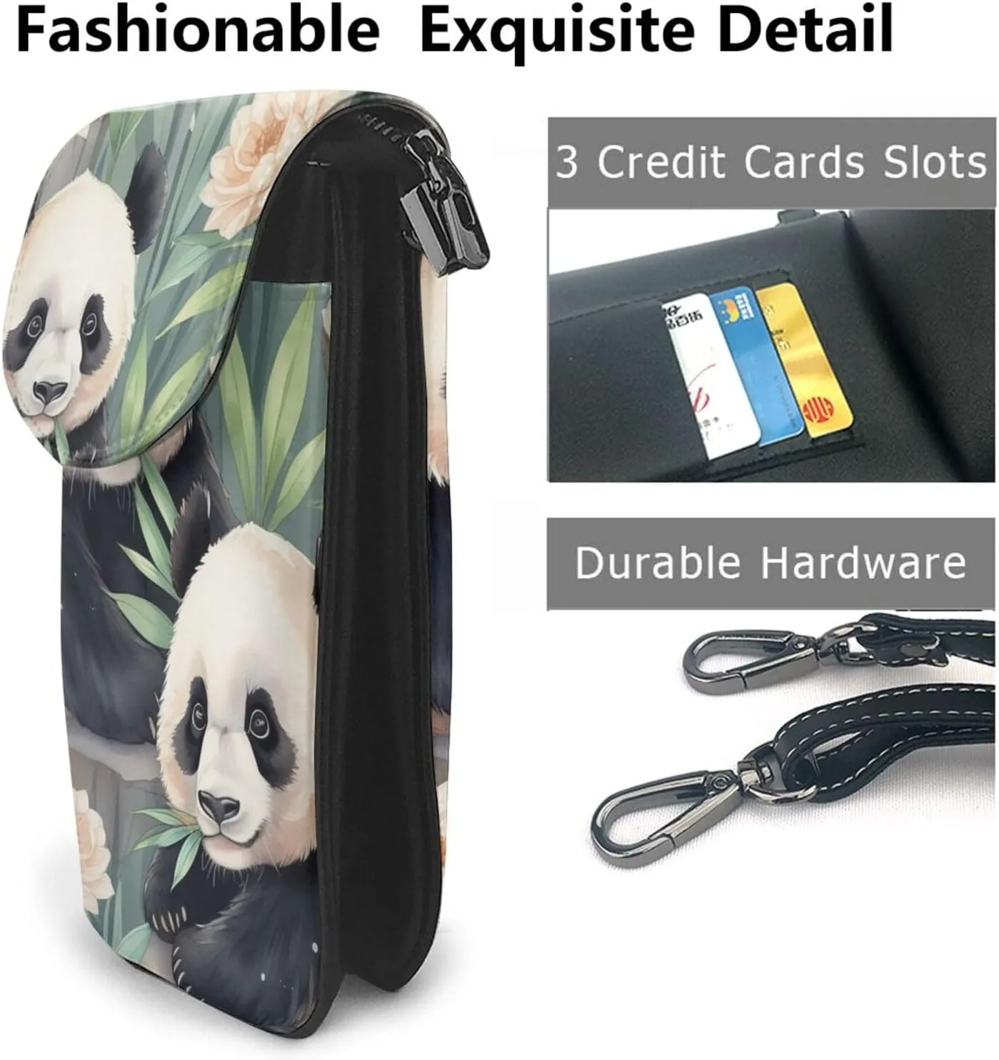 Small Crossbody Bags for Women,Leather Shoulder Bag for Cell Phone Purse with Strap and Red Hibiscus Printed