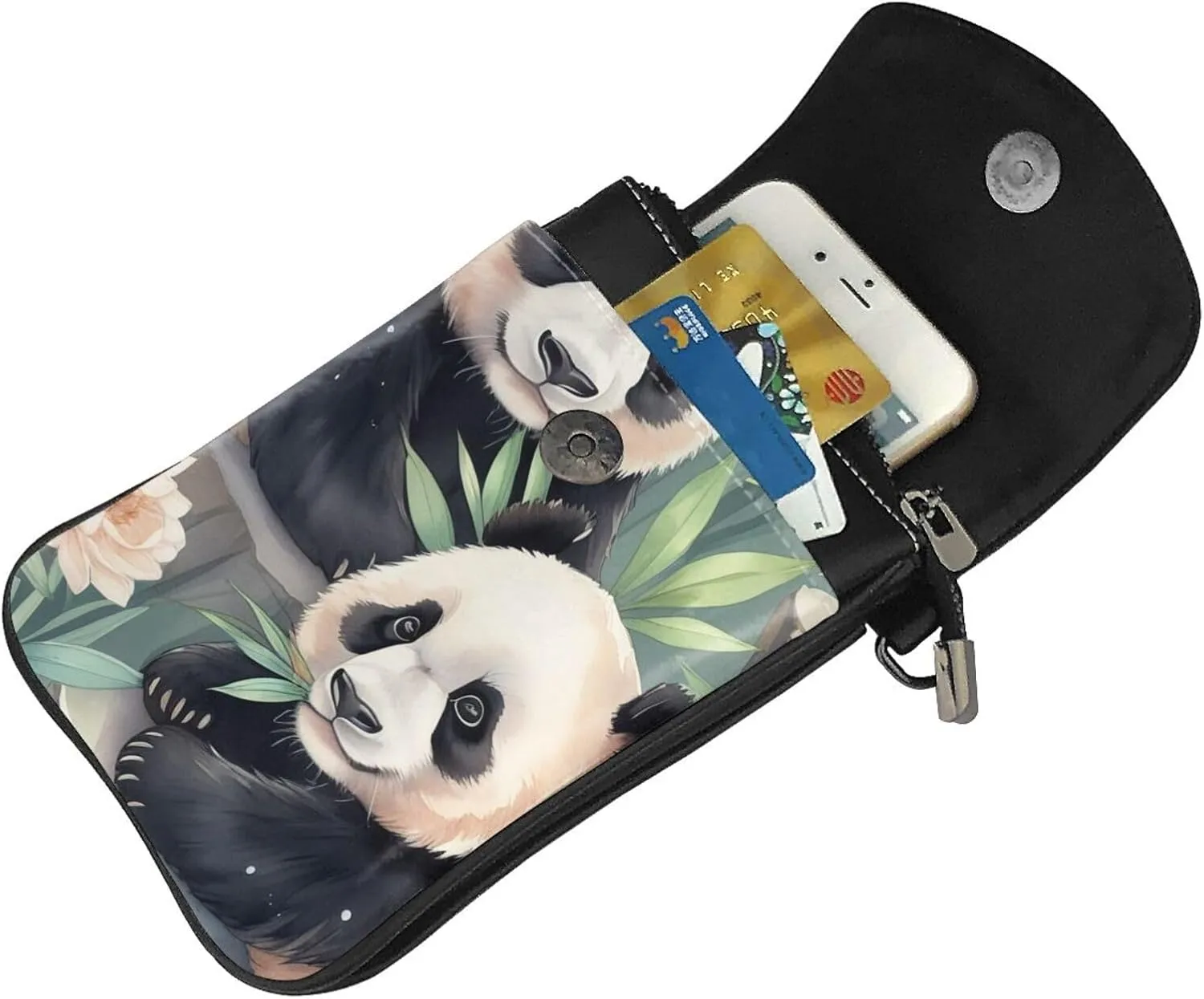 Small Crossbody Bags for Women,Leather Shoulder Bag for Cell Phone Purse with Strap and Red Hibiscus Printed