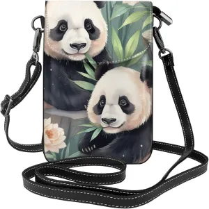 Small Crossbody Bags for Women,Leather Shoulder Bag for Cell Phone Purse with Strap and Red Hibiscus Printed