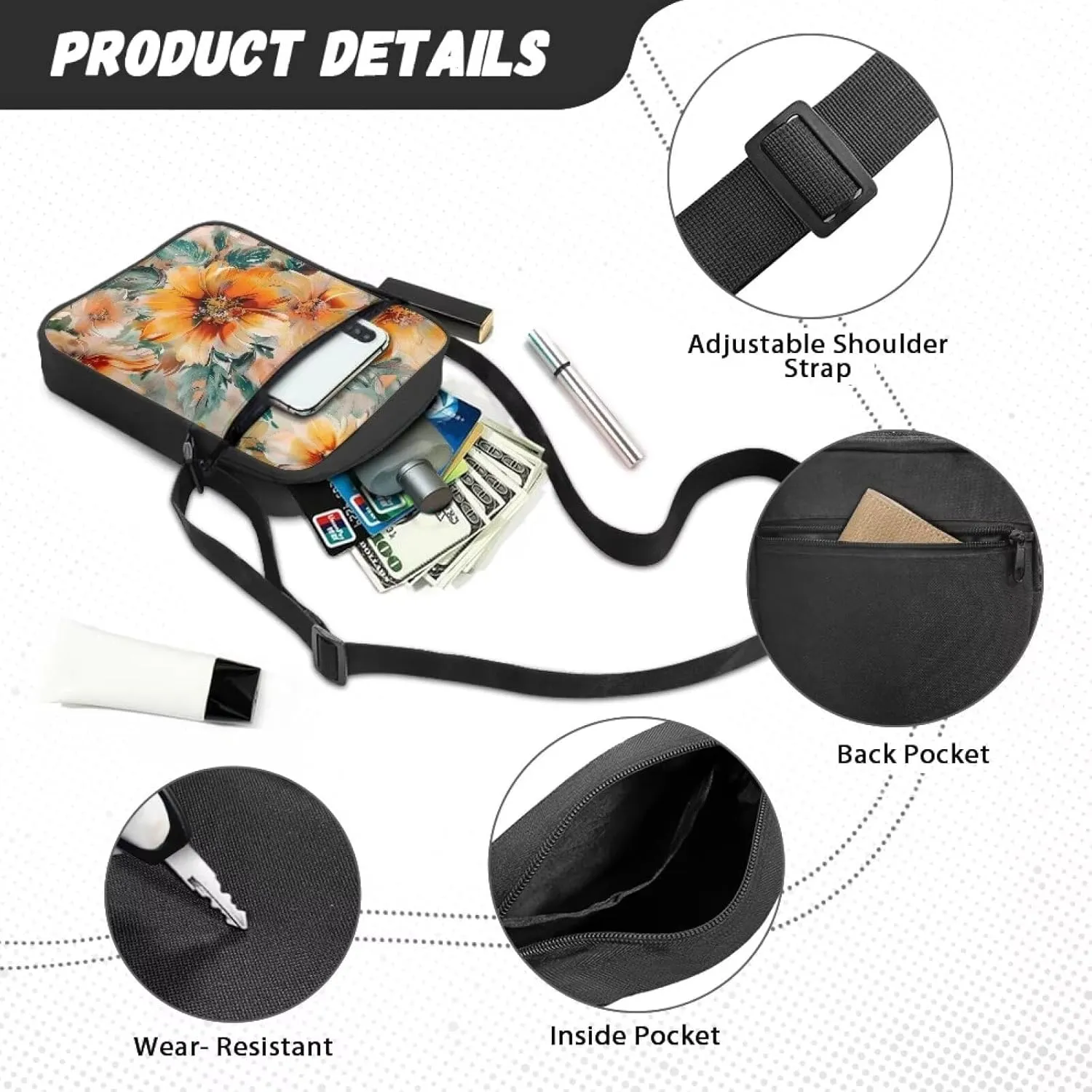 Small Crossbody Bags with Shoulder Strap Casual Messenger Bags Trendy Phone Holder Purse Pouch