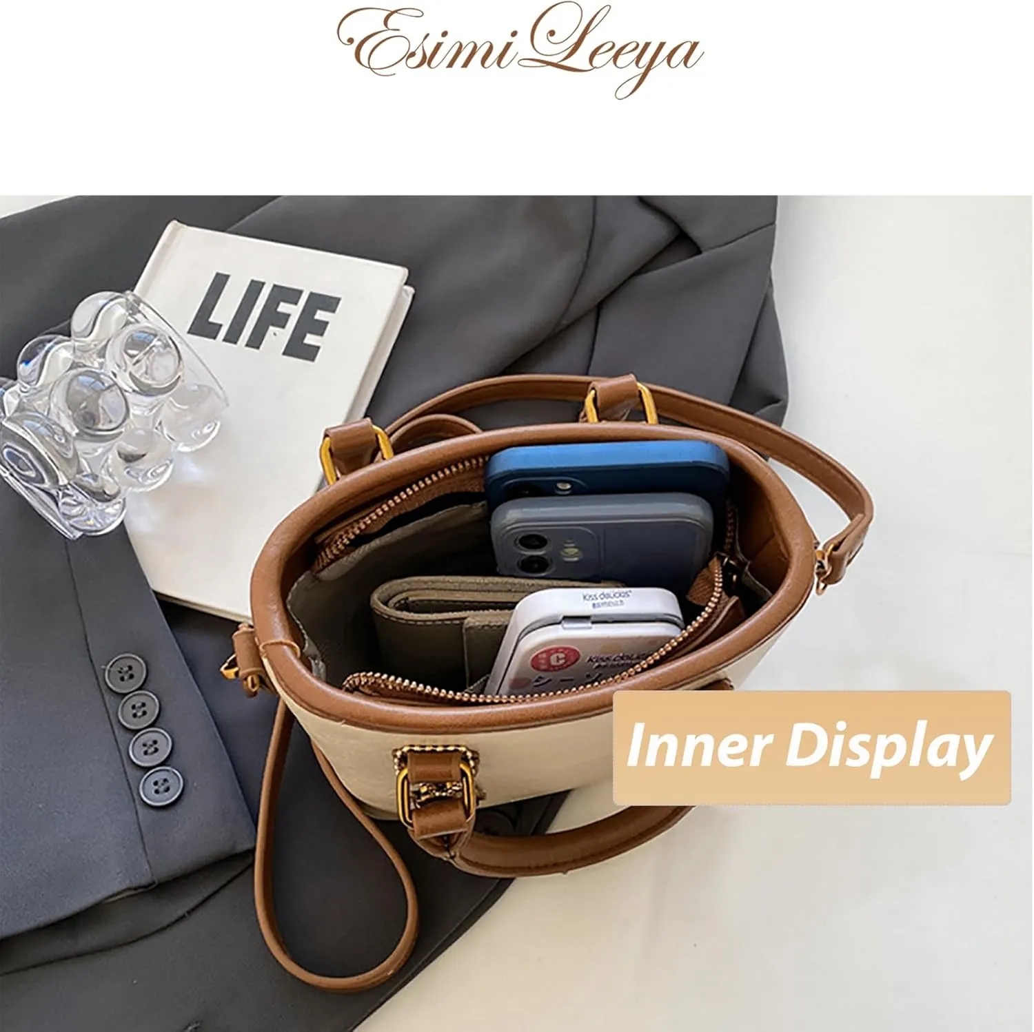 Small Crossbody Bucket Bags for Women Mini Pure Color Leather Shoulder Purses for Women with Top Handle