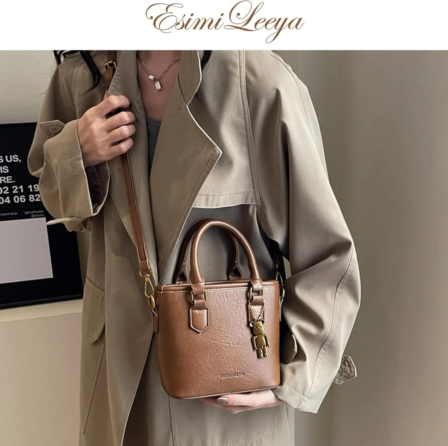 Small Crossbody Bucket Bags for Women Mini Pure Color Leather Shoulder Purses for Women with Top Handle