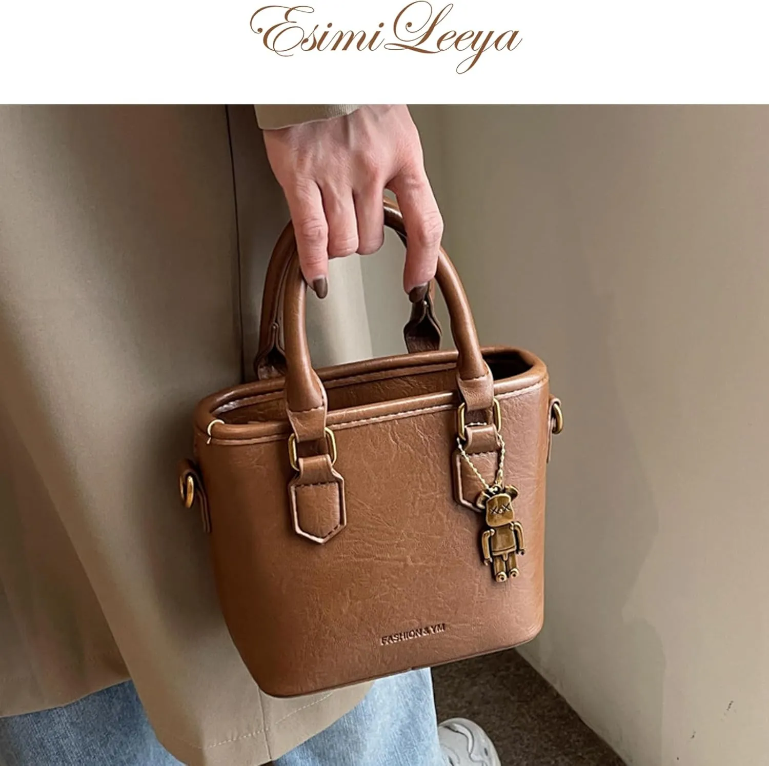 Small Crossbody Bucket Bags for Women Mini Pure Color Leather Shoulder Purses for Women with Top Handle