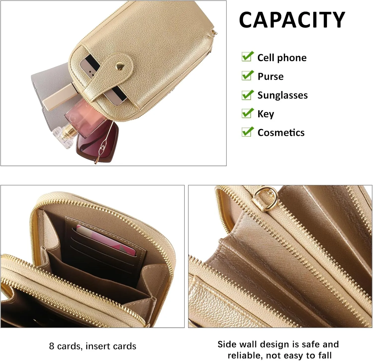 Small Crossbody Cell Phone Bag for Women, Mini Crossbody Wallet Phone Shoulder Handbag Purse with Credit Card Slots