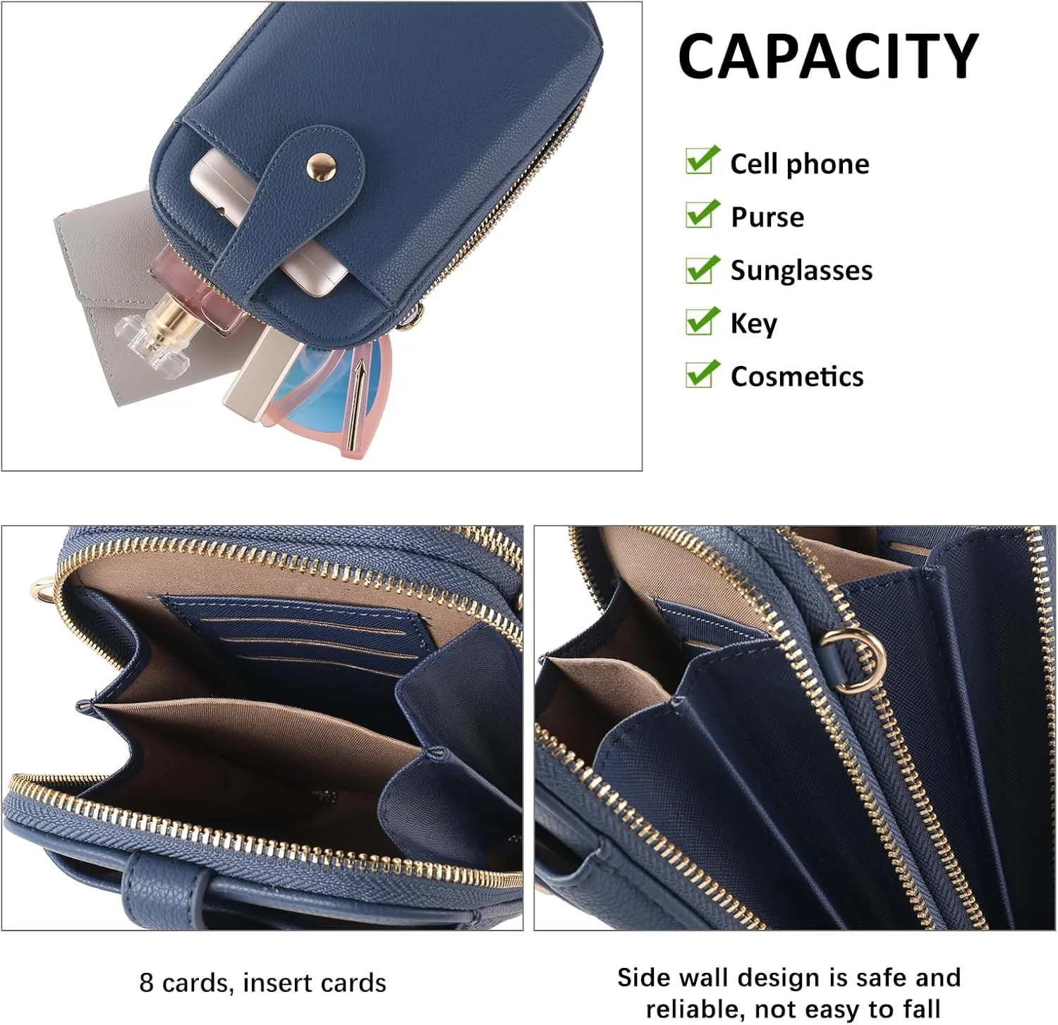 Small Crossbody Cell Phone Bag for Women, Mini Crossbody Wallet Phone Shoulder Handbag Purse with Credit Card Slots