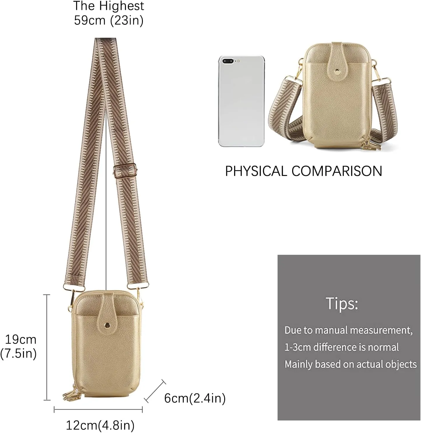 Small Crossbody Cell Phone Bag for Women, Mini Crossbody Wallet Phone Shoulder Handbag Purse with Credit Card Slots